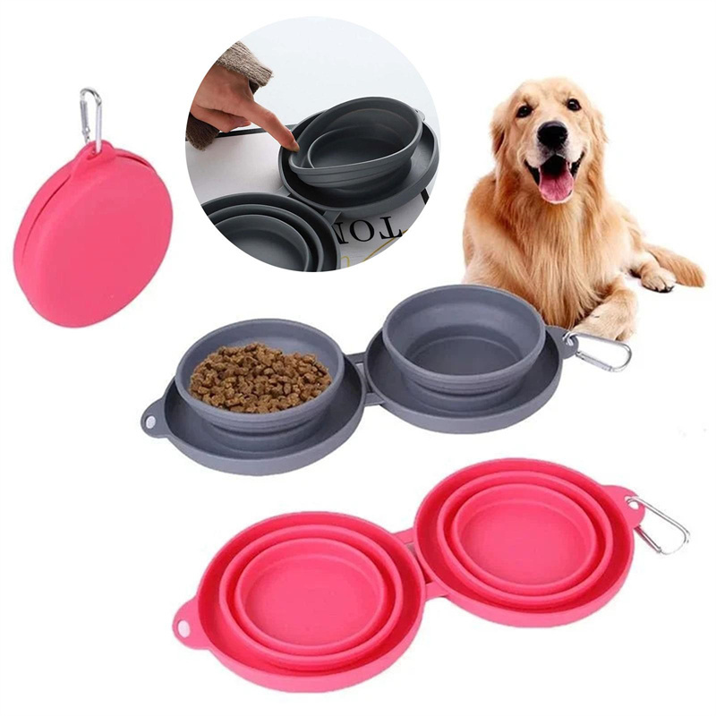 Portable Double Pet Feeding Bowl