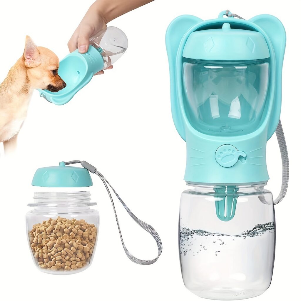 Portable Pet Water Bottle with Food Container